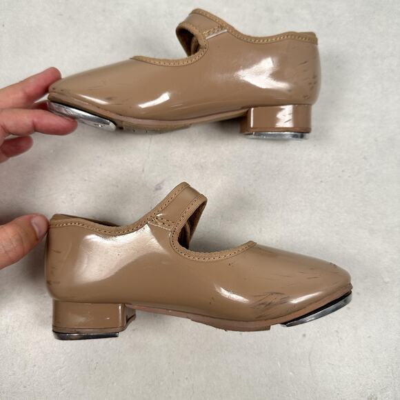 Weissman Tap Dance Shoes Girls Size 10 Tan Patent Mary Jane Strap W2600 - Picture 11 of 13